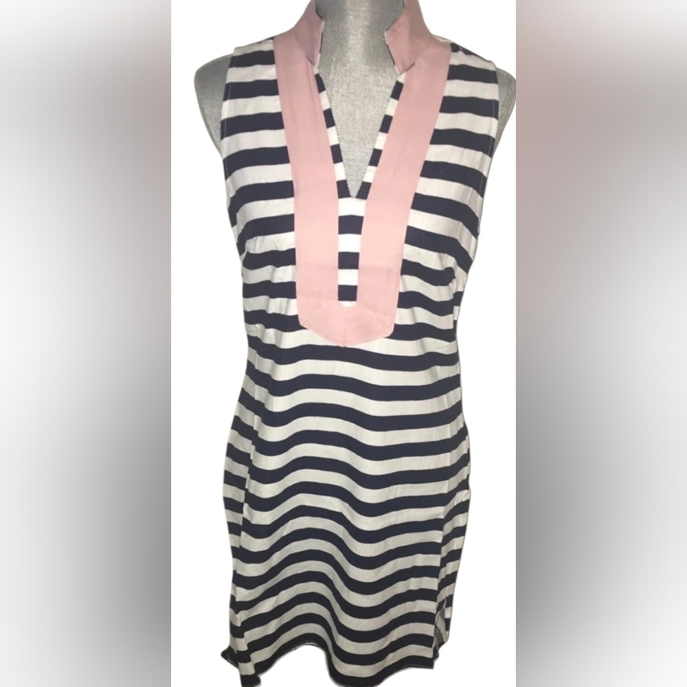 Tuckernuck Sail To Sable Striped Sleeveless Top with Pink Accent Small 20 PTP